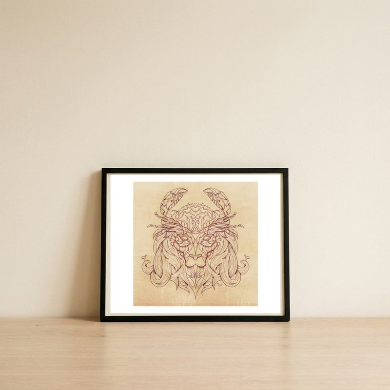 Lion Crab — framed, leaning against the wall