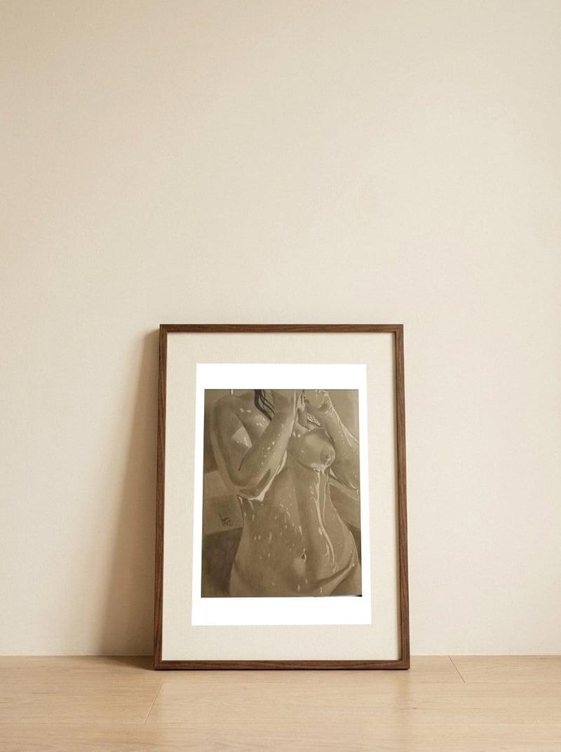 bellas-shower — framed, leaning against the wall