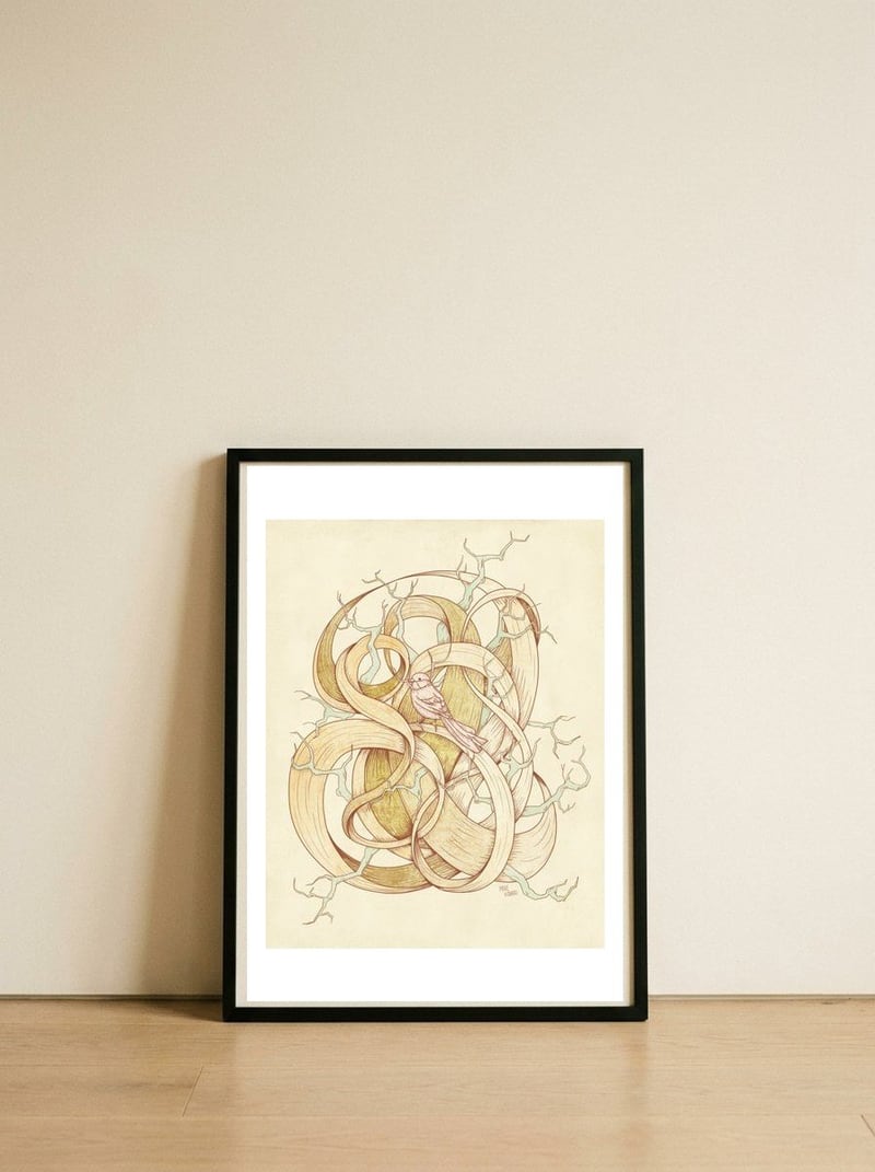 Escape — framed, leaning against the wall