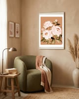 Blush Peony Painting, Floral Wall Art, Neutral Flower Print, Peony Art  framed in a tender room thumbnail