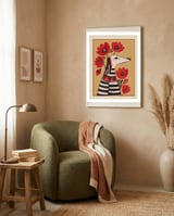 Striped Dog With Poppies framed in a tender room thumbnail