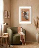 Striped Owl Pair framed in a tender room thumbnail
