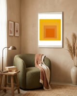 JOSEF ALBERS - HOMAGE TO THE SQUARE YELLOW ORANGE 2. HIGH RESOLUTION framed in a tender room thumbnail