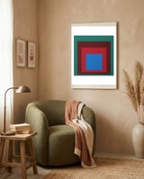 Josef Albers - HOMAGE TO THE SQUARE: Green, Red, Blue framed in a tender room thumbnail