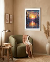 A Cybernetic Sunset Reflecting the Symbiosis framed in a tender room thumbnail