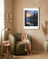 Serene Lakeside Retreat in Autumn Forest framed in a tender room thumbnail
