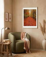 Lush Autumn Forest Path Covered framed in a tender room thumbnail