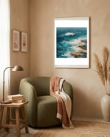 Dynamic Coastal Swell with Sculpted Turquoise Waves framed in a tender room thumbnail