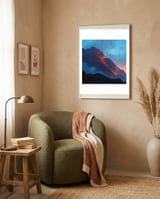 Dramatic Mountain Summit with Fiery Sunset Alpenglow framed in a tender room thumbnail