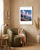 Alpine Summer Meadow with Vibrant Wildflowers and Snow framed in a tender room thumbnail