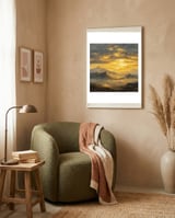 Vibrant Golden Hour Horizon Over Distant Mountain Ridges framed in a tender room thumbnail