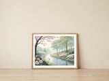 springtime-blossoms-a-serene-garden-stream-1 — framed, leaning against the wall thumbnail