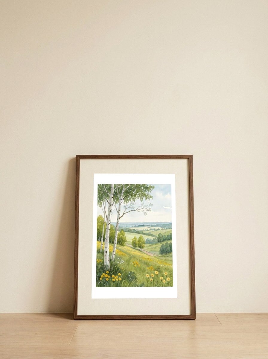 summer-meadow-serenity-1 — framed, leaning against the wall