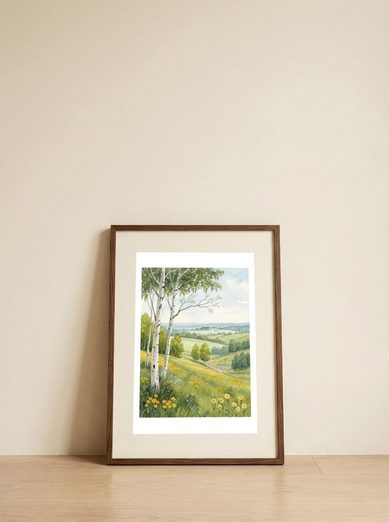 summer-meadow-serenity-1 — framed, leaning against the wall
