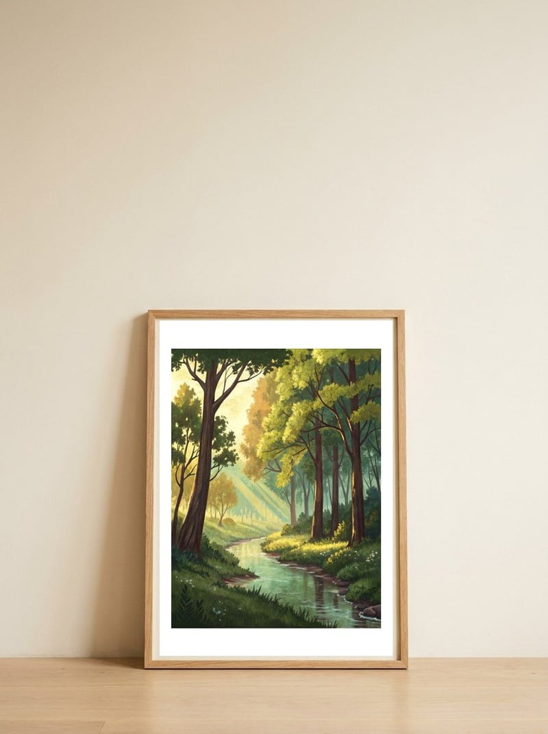 golden-hour-stream-1 — framed, leaning against the wall