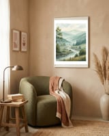 Serene River Valley in Soft Watercolor framed in a tender room thumbnail