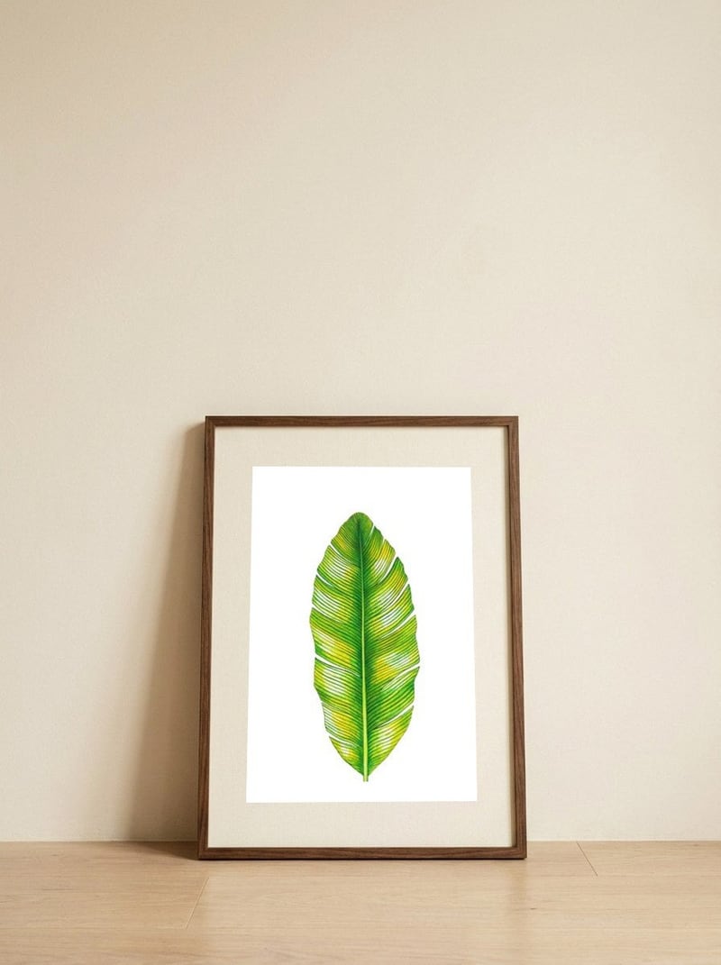 Banana Leaf — framed, leaning against the wall