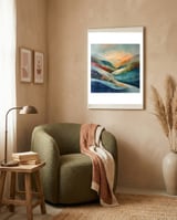 Abstract Mountain Landscape Painting with Textured Rolling Hills framed in a tender room thumbnail