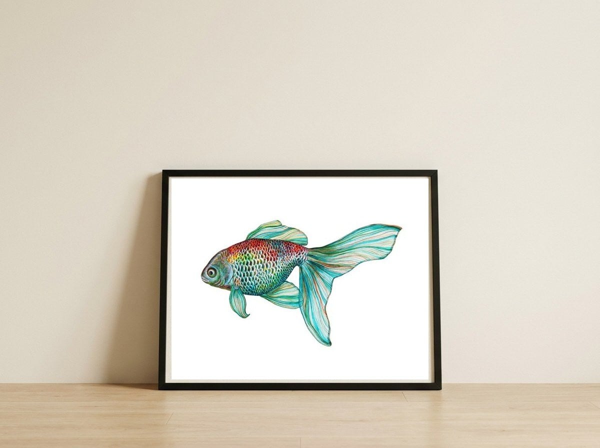 Fish — framed, leaning against the wall