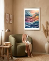Abstract Fluid Mountain Landscape Art framed in a tender room thumbnail
