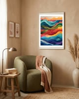 Abstract Rainbow Wave Landscape framed in a tender room thumbnail