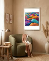 Vibrant Rainbow Rolling Hills Landscape framed in a tender room thumbnail