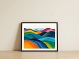 abstract-vibrant-rolling-hills-landscape-art-1 — framed, leaning against the wall thumbnail