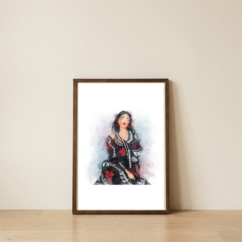 boho-woman-kurdish-old — framed, leaning against the wall