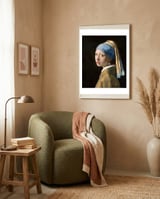 Johannes Vermeer - Girl with a Pearl Earring framed in a tender room thumbnail