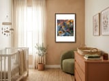 bird-perched-on-a-rock-with-flowers-1 framed in a tender room thumbnail