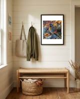 bird-perched-on-a-rock-with-flowers-1 framed in a relaxed room thumbnail