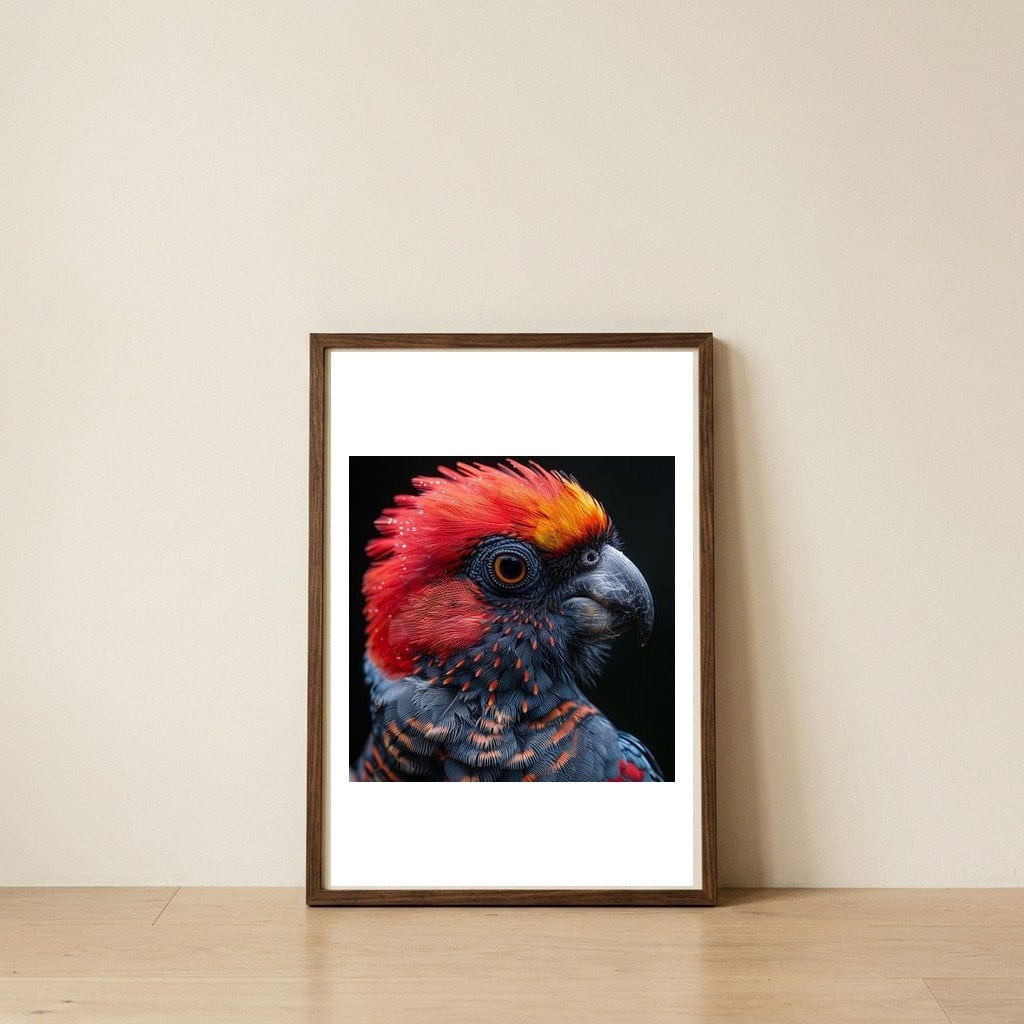 black-palm-cockatoo-bird-close-up-1 — framed, leaning against the wall