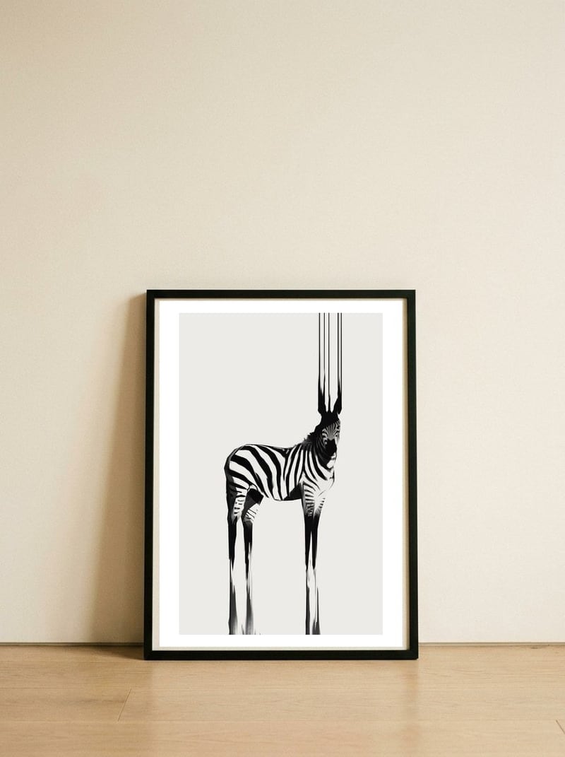 Zebra — framed, leaning against the wall