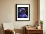 close-up-portrait-of-a-vibrant-exotic-bird-1 framed in a focused room thumbnail