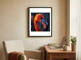 close-up-flamingo-head-vibrant-orange-plumage-1 framed in a focused room thumbnail