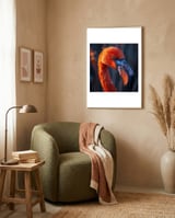 close-up-flamingo-head-vibrant-orange-plumage-1 framed in a tender room thumbnail