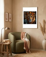 close-up-majestic-lion-face-amidst-foliage-1 framed in a tender room thumbnail