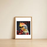 close-up-of-a-cockatiel-parrot-with-orange-crest-1 — framed, leaning against the wall thumbnail