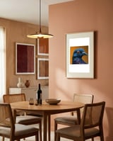 close-up-of-a-pigeons-head-and-neck-2 framed in a intimate room thumbnail