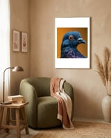 close-up-of-a-pigeons-head-and-neck-2 framed in a tender room thumbnail