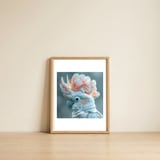 close-up-of-a-white-cockatoo-with-pink-crest-1 — framed, leaning against the wall thumbnail