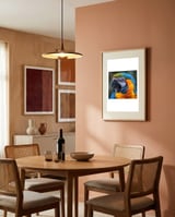 close-up-portrait-of-a-blue-and-gold-macaw-parrot-1 framed in a intimate room thumbnail