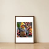 cockatiel-bird-sitting-on-a-branch-with-berries-1 — framed, leaning against the wall thumbnail