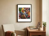 cockatiel-bird-sitting-on-a-branch-with-berries-1 framed in a focused room thumbnail