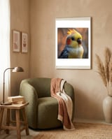 cockatiel-parrot-portrait-with-orange-cheeks-1 framed in a tender room thumbnail
