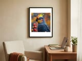 cockatoo-parrot-with-orange-crest-and-berries-1 framed in a focused room thumbnail