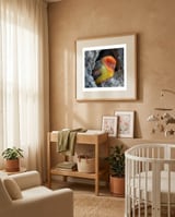 cute-lovebird-perched-on-a-rock-in-a-cave-1 framed in a tender room thumbnail