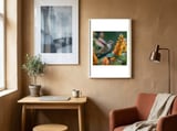 hummingbird-feeding-on-yellow-flowers-nectar-1 framed in a focused room thumbnail