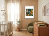 hummingbird-feeding-on-yellow-flowers-nectar-1 framed in a tender room thumbnail