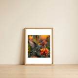 hummingbird-hovering-near-orange-flowers-1 — framed, leaning against the wall thumbnail